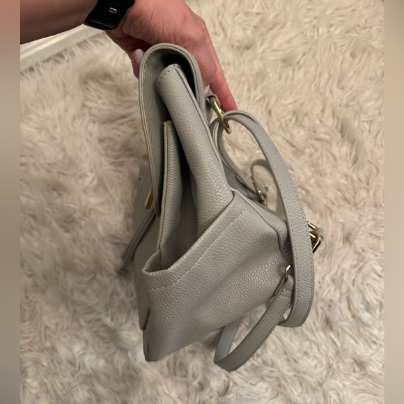 JUSTFAB Grey Circle Flap Backpack with gold buckle - Picture 6 of 9